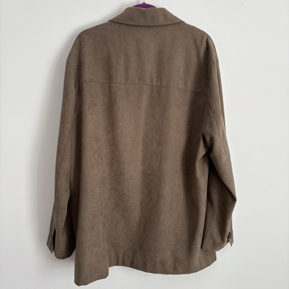 Pronto Uomo Men's Faux‎ Suede Jacket Size L Brown Button Up European Old Money - Picture 4 of 11
